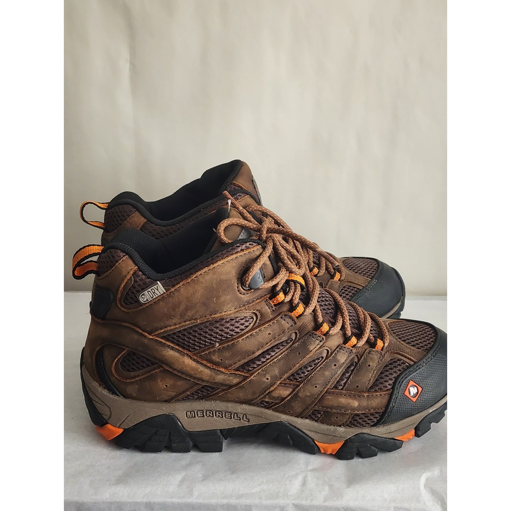 Merrell Work Moab 2 Mid Waterproof Espresso Leather Work Boots J31239 Mens 8.5 M